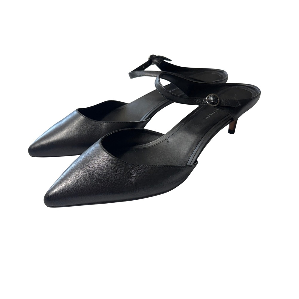 Banana Republic Kitten Heel Mary Janes Size 11 Black Leather Pointed Toe